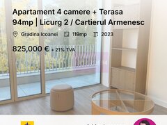 Apartament 4 camere + Terasa 94mp | Licurg 2 / Cartierul Armenesc